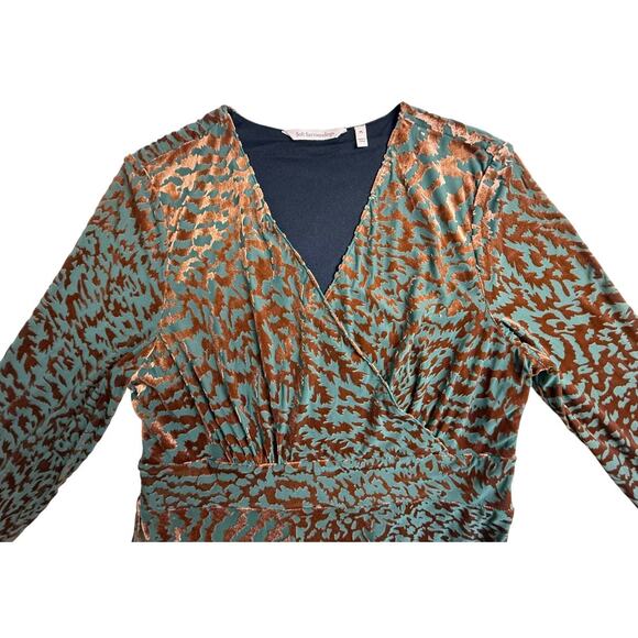 Soft Surroundings Shae Dress Velvet Burnout Animal Print Midi Large Petite - Picture 4 of 16